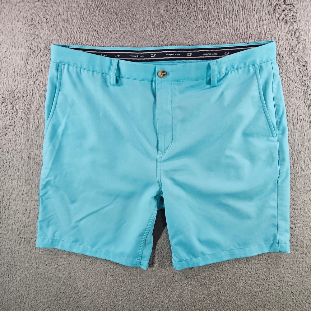 Vineyard Vines Links Golf Shorts Mens 40 Light Blue Performance 9 Inch Inseam